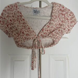 Princess Polly Floral Pink and White Crop Top